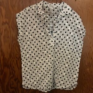 Van Hausen White Polka Dot Blouse